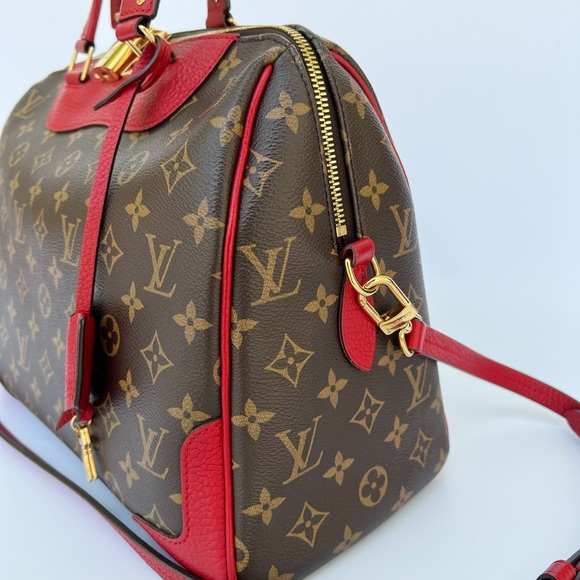 Authentic✅Louis Vuitton Retiro Monogram Red Satchel Duffle Crossbody Canvas - Picture 5 of 14
